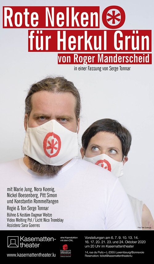 Plakat Rote Nelken für Herkule Grün